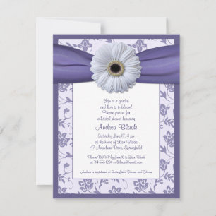 White Purple Daisy Invitation à la douche nuptiale