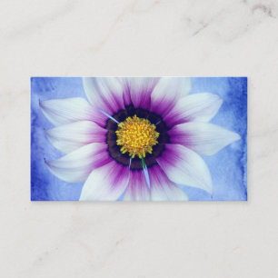 White & Purple Daisy on Blue Background Customized Business Card