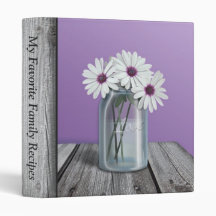 White & Purple Daisy Rustic Mason Jar Binder
