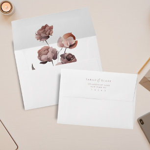 White Purple Floral Envelope with Return Address