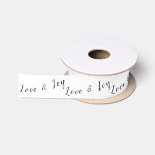 White & Purple Florist Love & Joy  Satin Ribbon