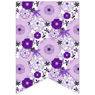 White Purple Flowers Gardener Spring Season Garden Bunting Flags