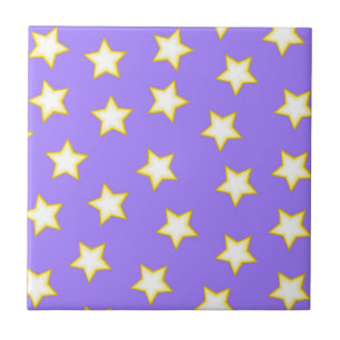 White Purple Geometric Stars Pattern Tile
