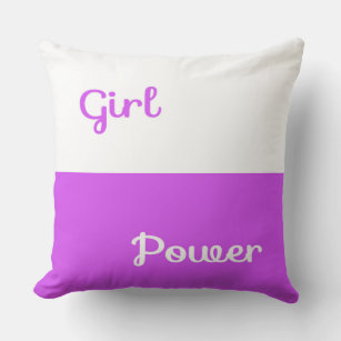 White Purple Girl Power Throw Pillow