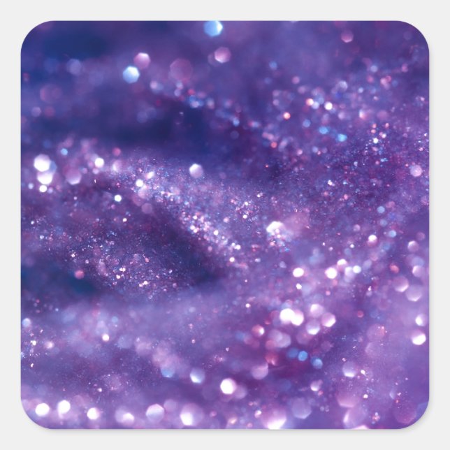 White & PURPLE GLITTER BOTEK SPACE FANTASY SCIENC Square Sticker (Front)