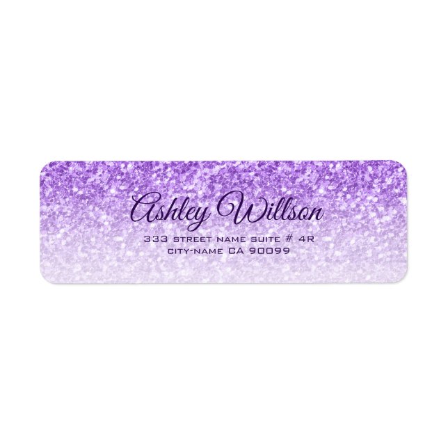 White & Purple Glitter Pattern Label (Front)