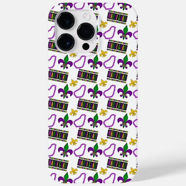 WHITE PURPLE GREEN YELLOW MARDI GRAS BEADS Case-Mate iPhone CASE (Back)