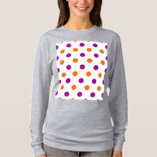White Purple Orange Polka Dots Pattern T-Shirt