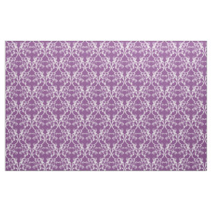 White Purple Parisian Damask Pattern Fabric