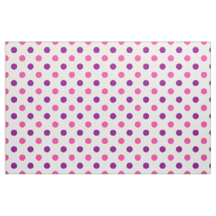 White Purple Pink Polka Dots Pattern Fabric