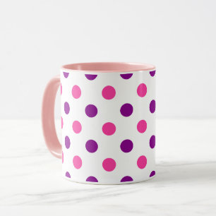 White Purple Pink Polka Dots Pattern  Mug