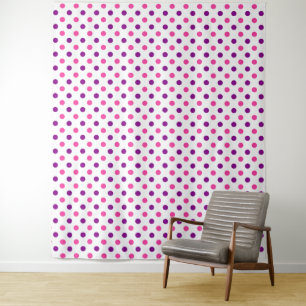 White Purple Pink Polka Dots Pattern Tapestry