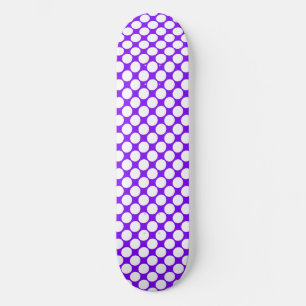 White Purple Polka Dots Skateboard