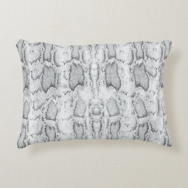 White Python Snake Skin Print Accent Pillow (Front)