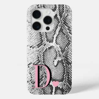 White Python Snake Skin - Rich Elegant Monogramed iPhone 15 Pro Case