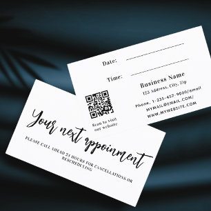 White QR code business appointment card