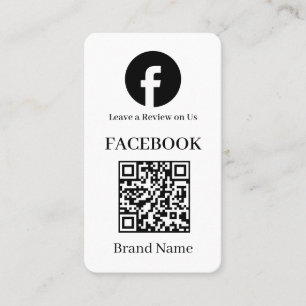 White QR Facebook Reviews Minimal Custom Link Business Card