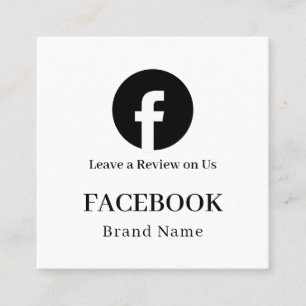 White QR Facebook Reviews Minimal Custom Link Square Business Card