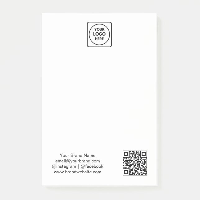 White QR | Minimal Business Logo Design Post-it Notes (Front)