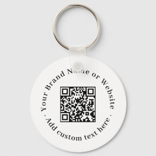 White QR Minimalist Clean Budget Design Keychain