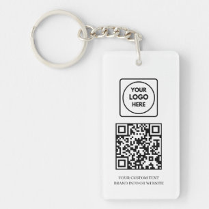 White QR   Professional Business Logo Design Keychain