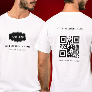 White QR Qode Custom and Promotional Company Logo T-Shirt