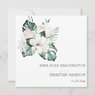 *~* White QR - RSVP Floral Bouquets AR15 Wedding Invitation