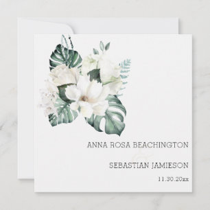 *~* White QR + RSVP Floral Bouquets AR15 Wedding Invitation