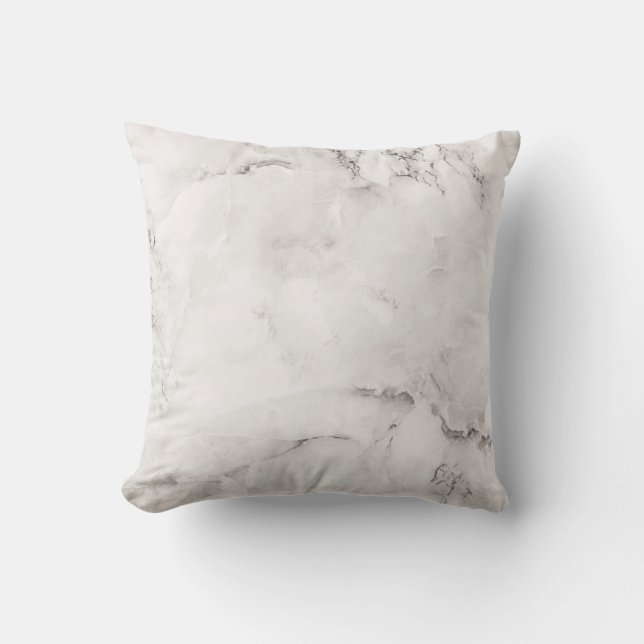 White Quart Grey Veins Modern Marble Gold Gemstone Throw Pillow (Front)