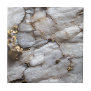 White Quartz with Gold Veining Tile