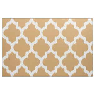 White Quatrefoil Ikat & Custom Beige Background Fabric