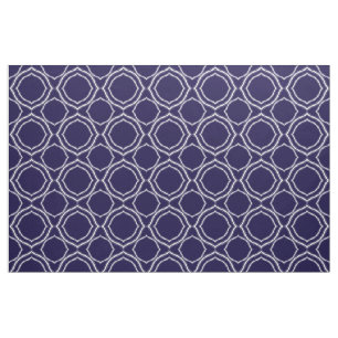 White Quatrefoil on Midnight Blue Background Fabric