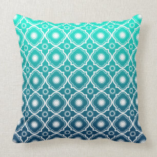 White Quatrefoil Pattern Throw Pillow