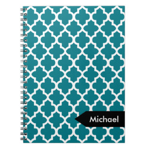 White Quatrefoil Seamless Pattern Notebook