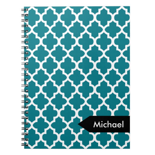 White Quatrefoil Seamless Pattern Notebook (Front)