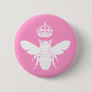 White Queen Bee Logo...Are You A Queen Bee? 2 Inch Round Button