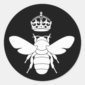 White Queen Bee Logo...Are You A Queen Bee? Classic Round Sticker