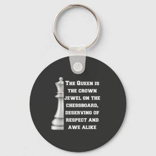 White Queen Chess Piece Power Respect Strategy Keychain