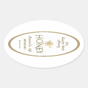 White Queenline Miel Étiquette Heraldic Bee Gold