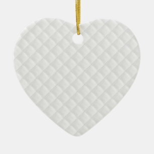 White Quilted Leather Ceramic Ornament