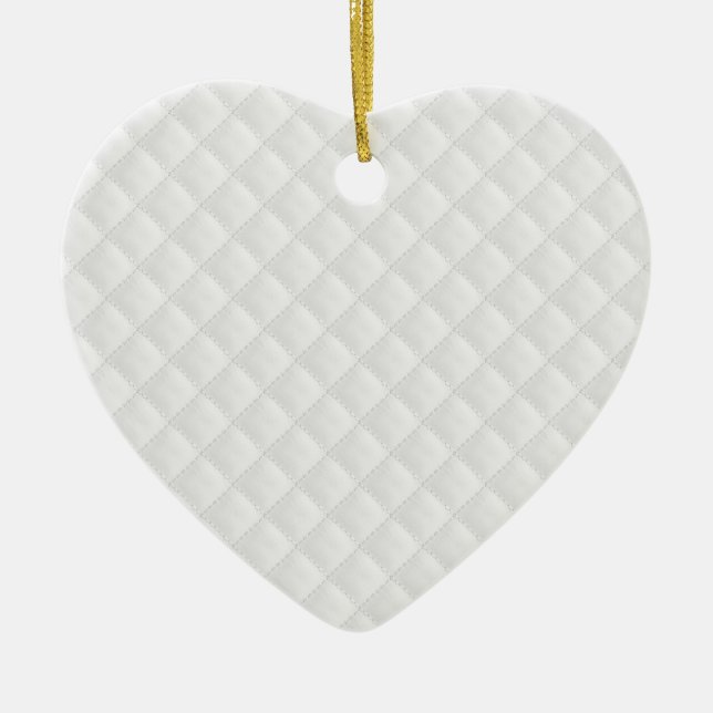 White Quilted Leather Ceramic Ornament (Front)