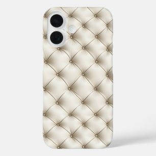 White Quilted Leather Pattern iPhone 16 Case