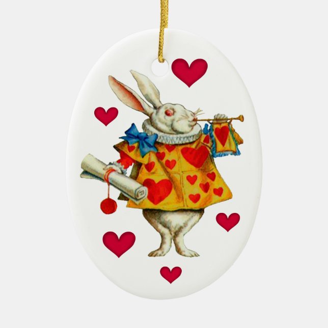 White Rabbit 1 Ceramic Ornament (Front)