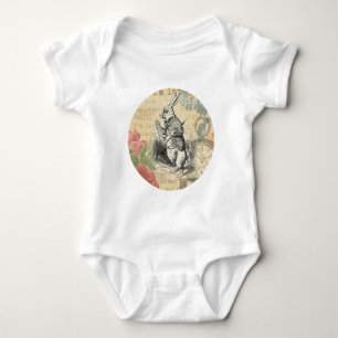 White Rabbit Alice Adventures Wonderland Art Baby Bodysuit