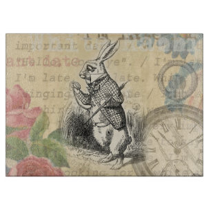 White Rabbit Alice Adventures Wonderland Art Cutting Board