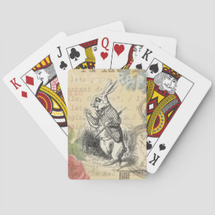White Rabbit Alice Adventures Wonderland Art Playing Cards