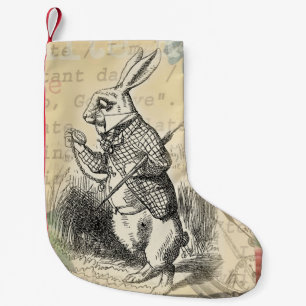 White Rabbit Alice Adventures Wonderland Art Small Christmas Stocking