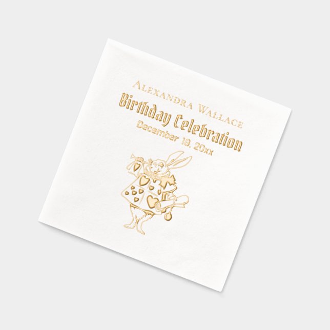 White Rabbit Alice in Wonderland Anniversaire Nom  (Gauche)