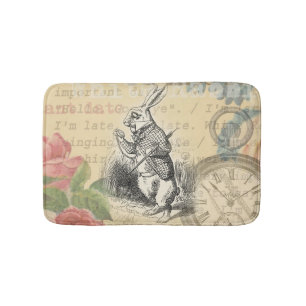 White Rabbit Alice in Wonderland Art Bath Mat