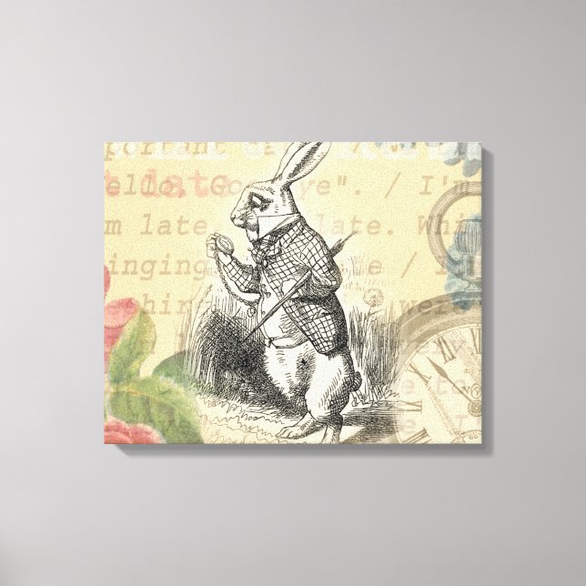 White Rabbit Alice in Wonderland Art Canvas Print (Front)